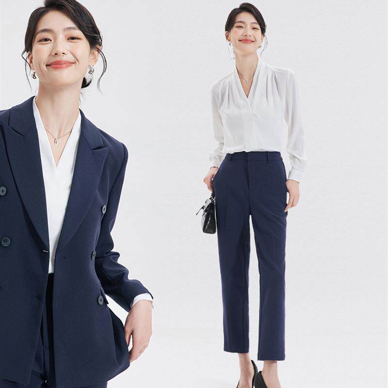 图曼朵黑色西装套装女面试穿搭灰色高级感工作服职业正装西服外套