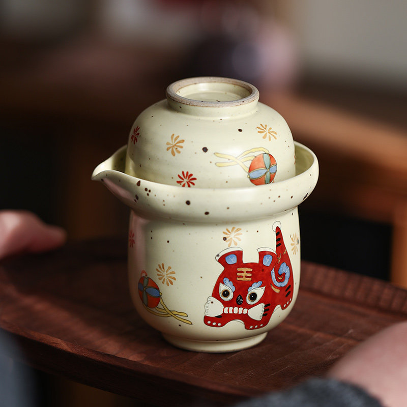 【勾画】功夫旅行茶具套装便携式快客杯一壶一杯户外景德镇泡茶壶