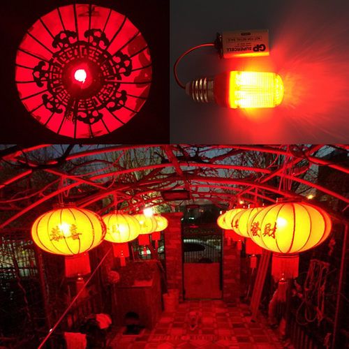 9V无线带电池LED红色光灯笼小灯泡可移动迷你节日装饰婚庆5W家用