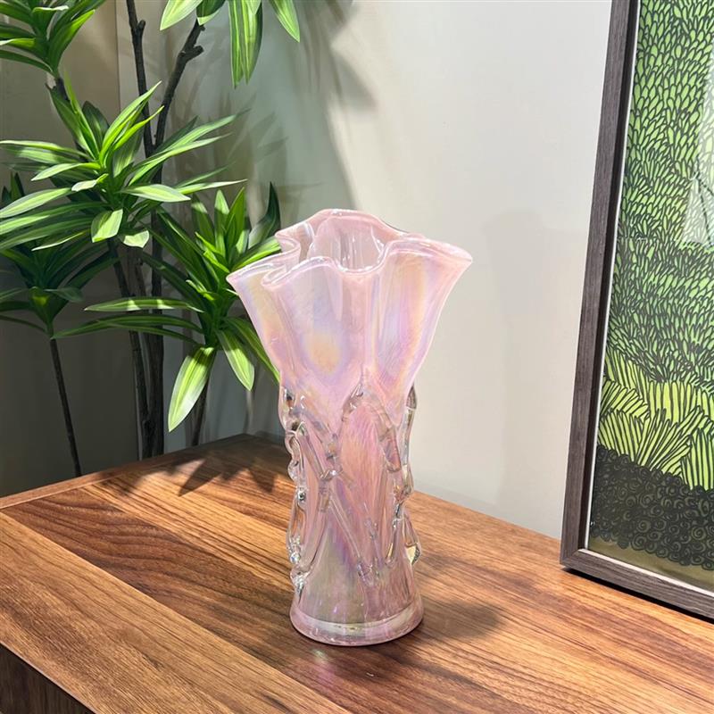小山园樱花系列  粉色花瓣琉璃花瓶复古vintage玄关摆件桌面摆件