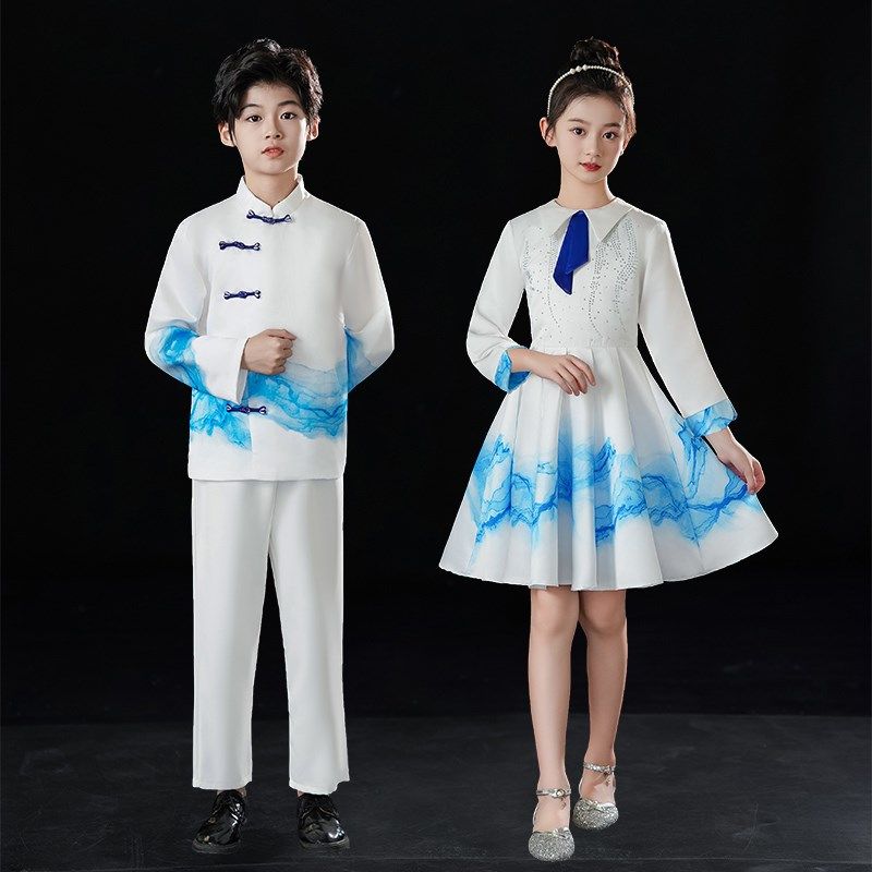 六一儿童合唱演出服装中小学生诗歌爱国朗诵比赛主持人礼服表演服