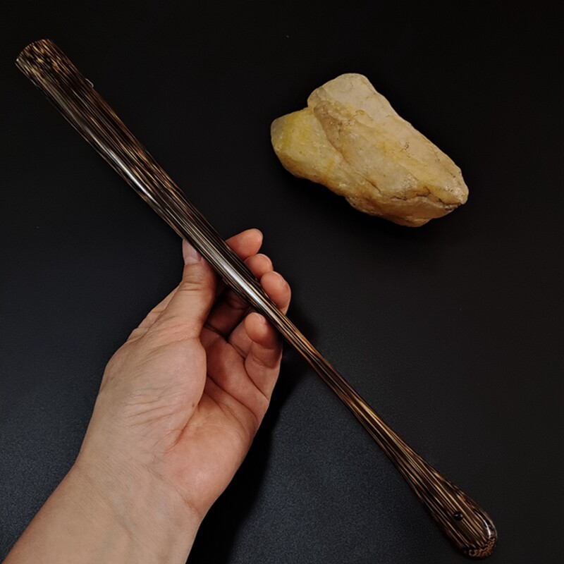浙派老艺人制作10寸天然老料全芯棕竹金丝竹大茄头扇骨贴梁刮宓