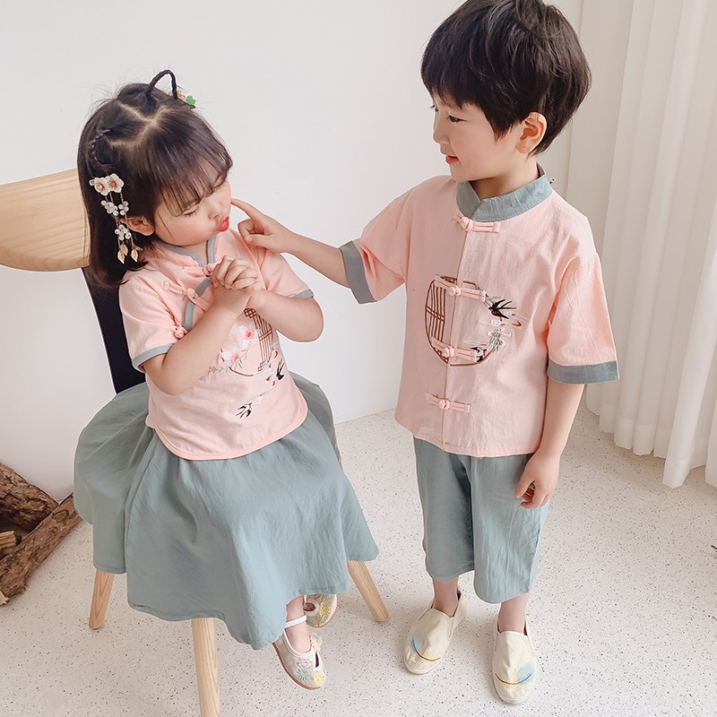 唐装表演服合唱服时尚汉服舞蹈服男女童幼儿园毕业服装班服中国风