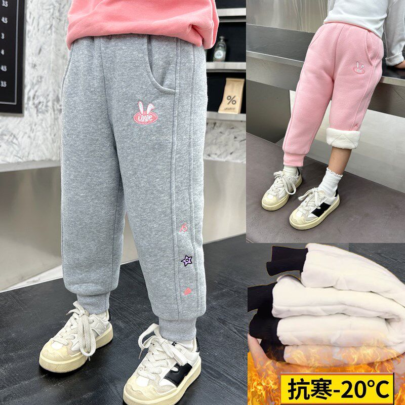儿童冬季裤子女童三层夹棉加绒裤外穿加厚加棉保暖裤宝宝棉裤特厚