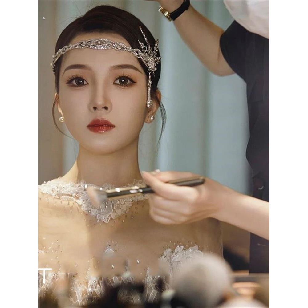 盖茨比头饰新款新娘头饰瞭不起的皇冠欧美覆古流苏结婚婚纱发饰品