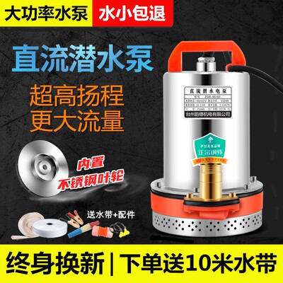 直流潜水泵V8V60农72伏家用电动车水泵12424V瓶小型V田灌溉抽水机