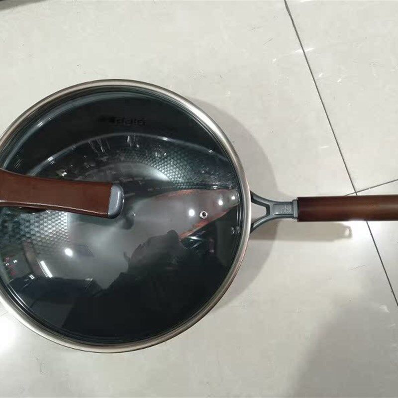 居派32炒锅轻量极玻璃可立盖不粘少油烟无涂层无涂层炒菜锅家用