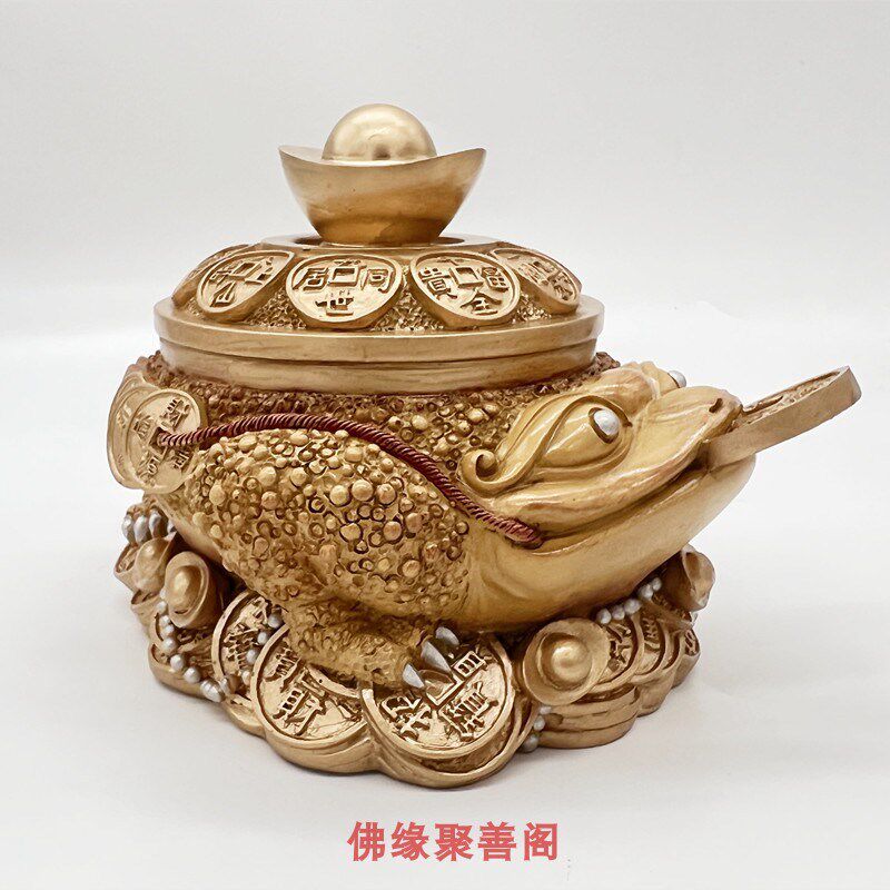 李师傅李居明吉祥物钓金钱元宝金蟾六白位家居办公店铺摆件