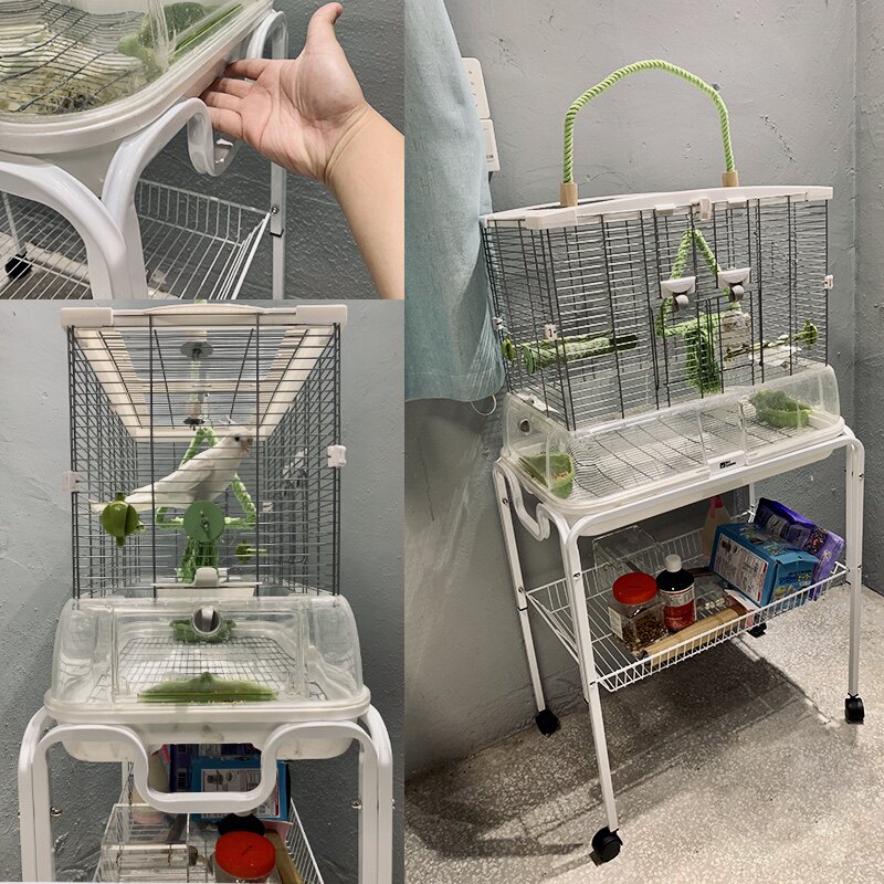 可移动置物笼架适用于法红丽利宝鸟笼托架支架脚轮架便于观赏