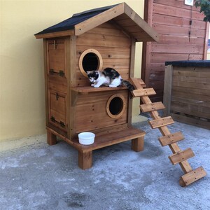 流浪猫户外猫屋室内外猫房别墅双层实木家用四季通用夏季防暑猫窝