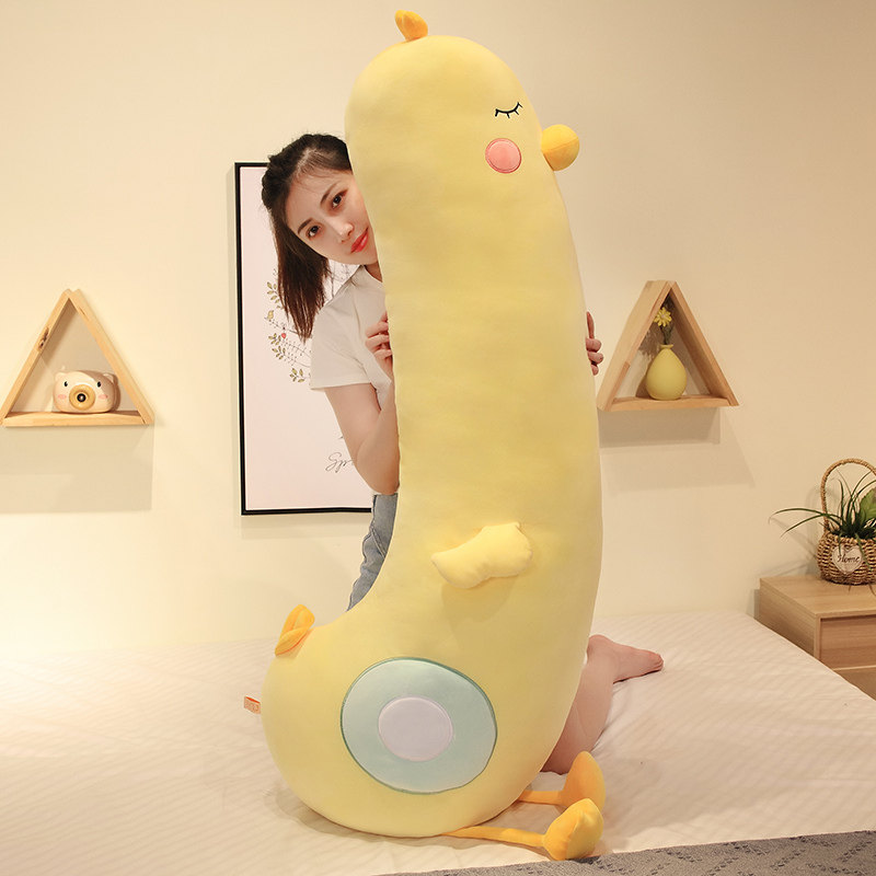 毛绒黄鸭抱着睡觉的公仔女生夹腿靠垫/抱枕