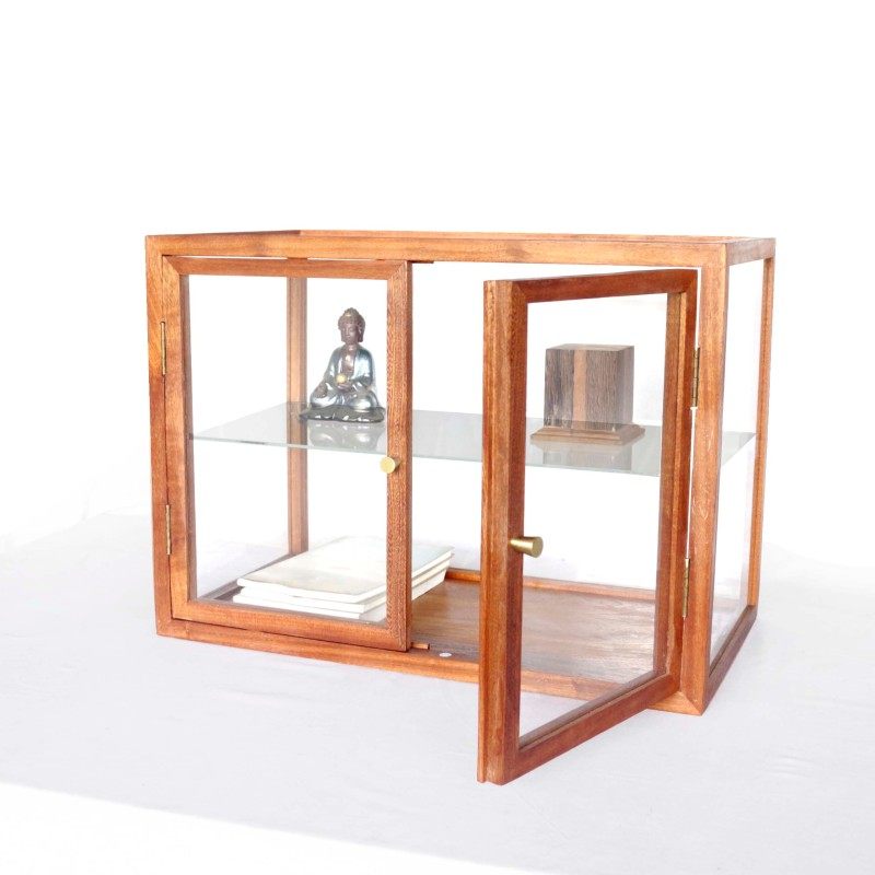实木玻璃展示陈列柜透明面包摆件饰品商用小型茶具移动收纳柜定做