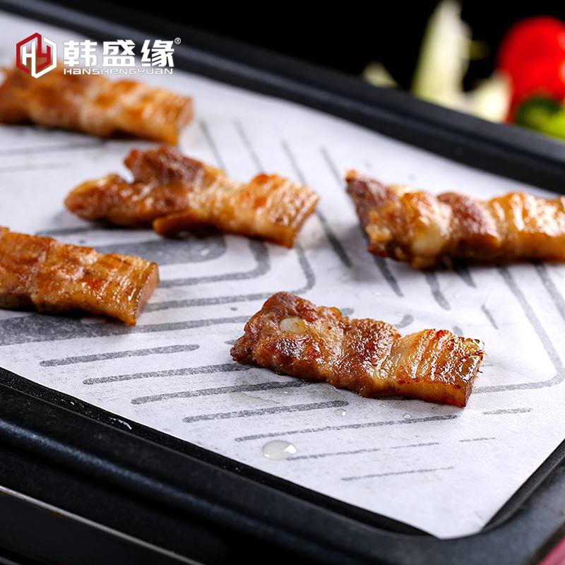 韩盛缘长方形烤肉纸500张适用烤肉店烤盘纸 铸铁煎烤盘用圆形吸油