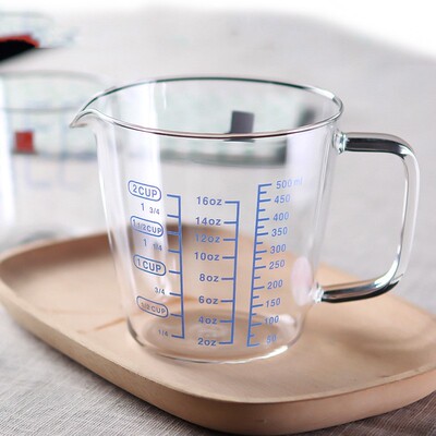 高硼硅玻璃量杯带刻度儿童牛奶杯家用微波炉量水杯透明玻璃杯子