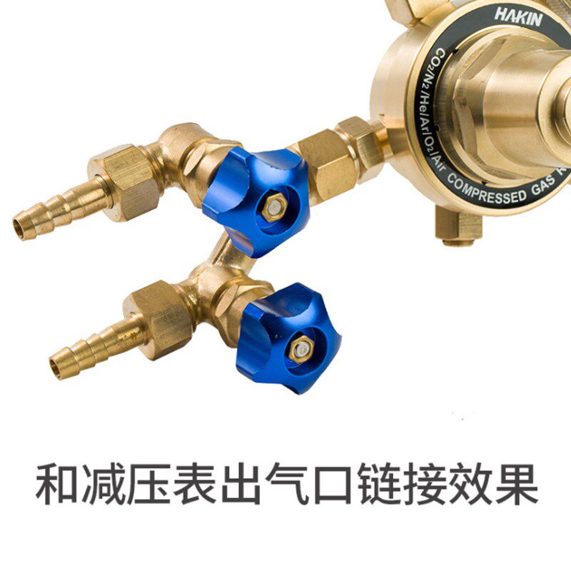 M16*1.5氧气减压器出气口三通阀 乙炔丙烷表双叉阀 一分二转接头