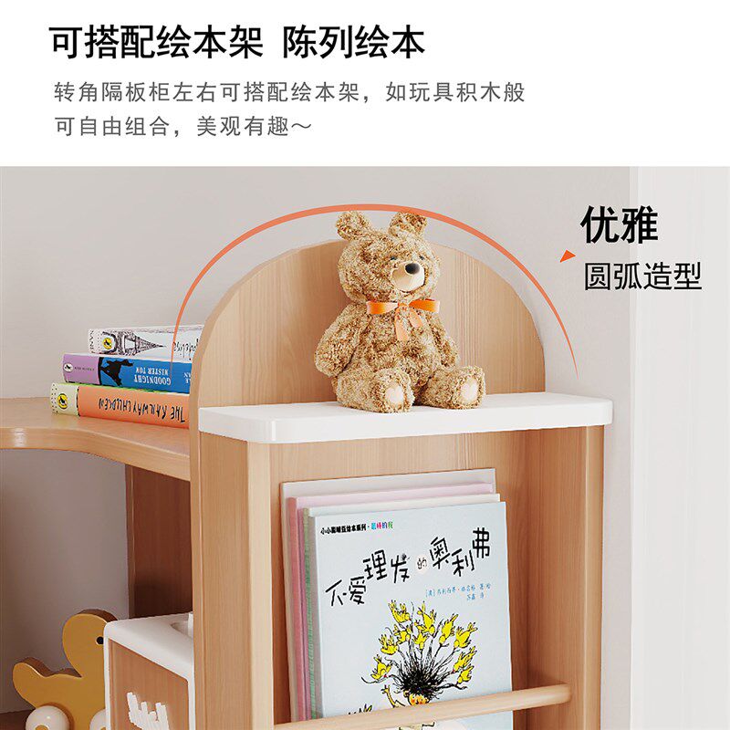 实木儿童书架家用落地转角书柜置物架创意房子书架组合幼儿园书架