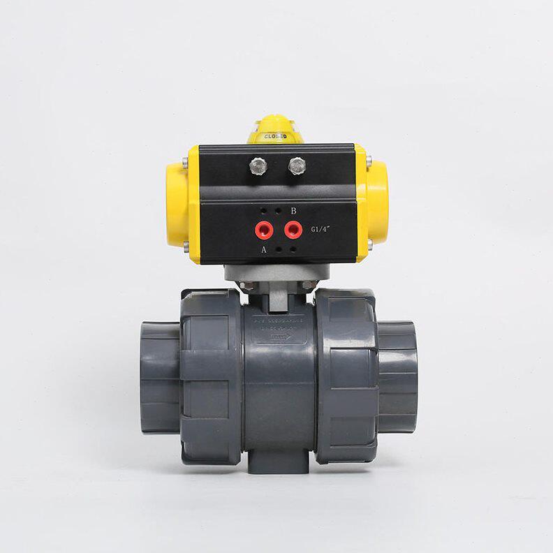 甄选UPVC气动球阀 活接双油令粘胶球阀、耐腐蚀气动阀门