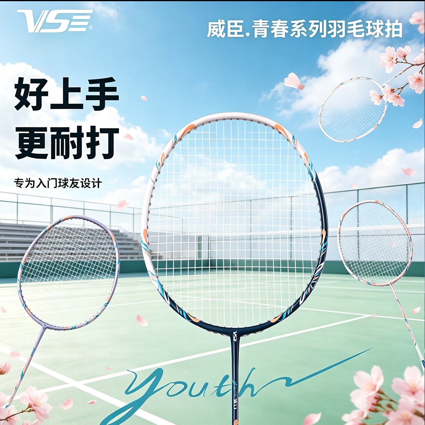 VenSon威臣羽毛球拍正品旗舰店VS初学者训练男女耐打单拍青春系列