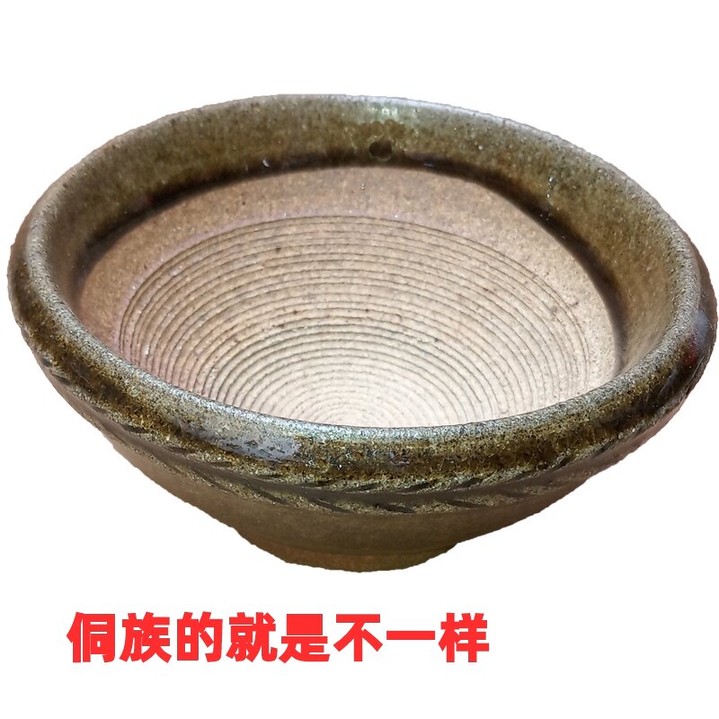 贵州从江擂钵擂茶擂辣椒神羚羊角磨工陶研手碗研磨器手动蒜泥磨器