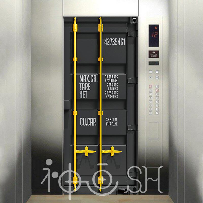 抽象书架电梯门贴纸自粘高档入户电梯门装饰画可移复古电话亭贴纸