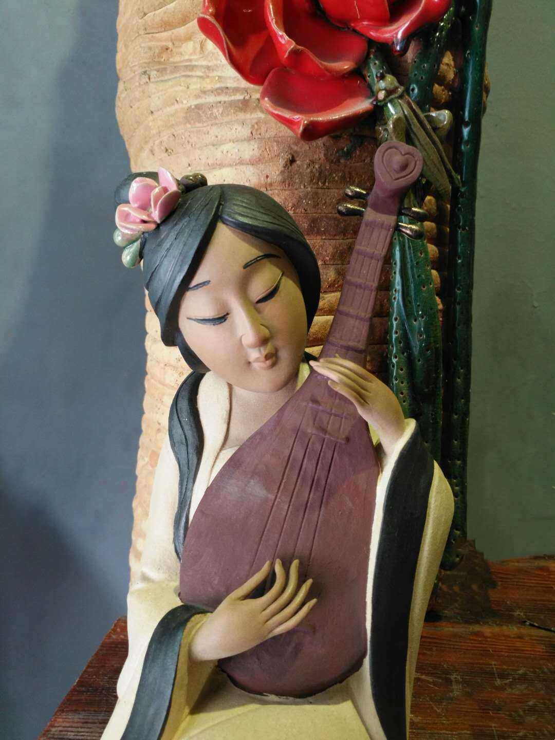 石湾陶瓷古典美女仕女精品摆件 简约创意中式家具百搭仕女中国风