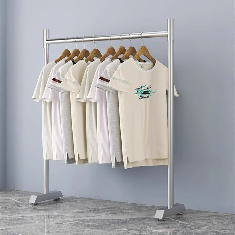 服装店展示架不锈钢双层落地挂衣架女装童装店可升降调节龙门货架