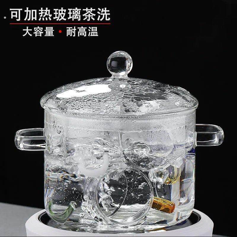 洗茶杯容器皿黑晶炉耐热玻璃消毒平底锅大号单独烧水壶煮茶具盆碗