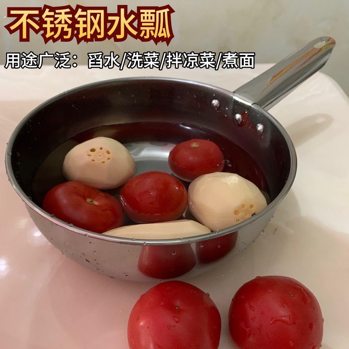 加厚不锈钢水瓢家用厨房水勺舀水瓢水舀子商用短柄水漂舀水勺瓢子