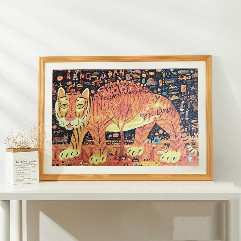实木相框1000片裱框300片进阶益智插画拼图卡纸画框挂墙500片定制