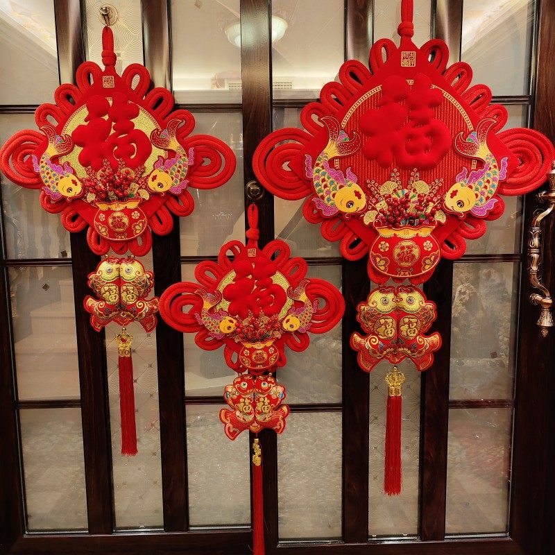 2023新款创意中国结挂件电视背景墙装饰吊件大号立体福字挂饰