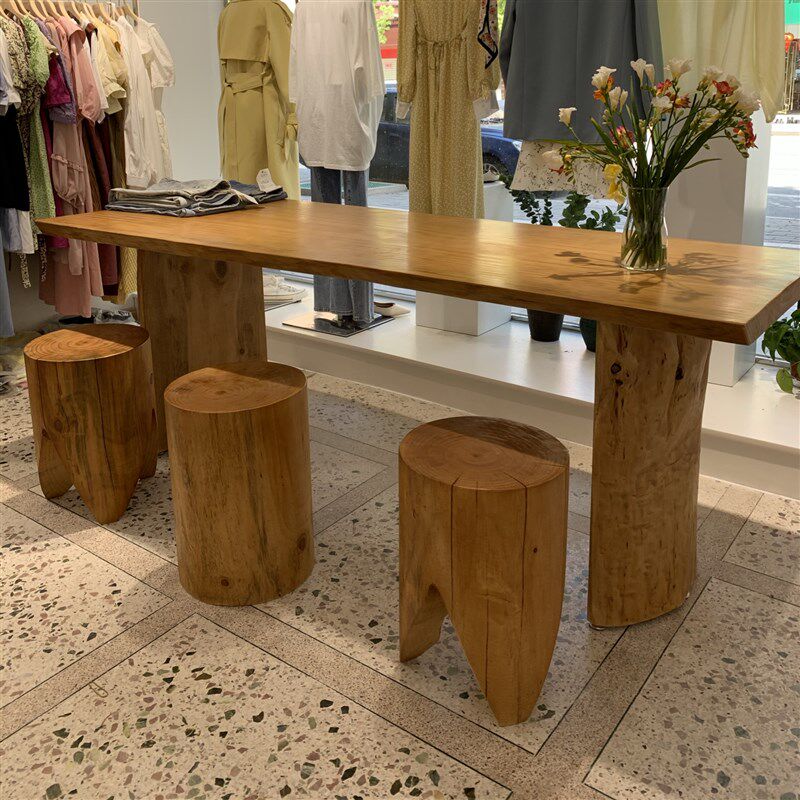 服装店展示桌实木大板桌包包鞋店展示台流水台中岛收银台长方形桌