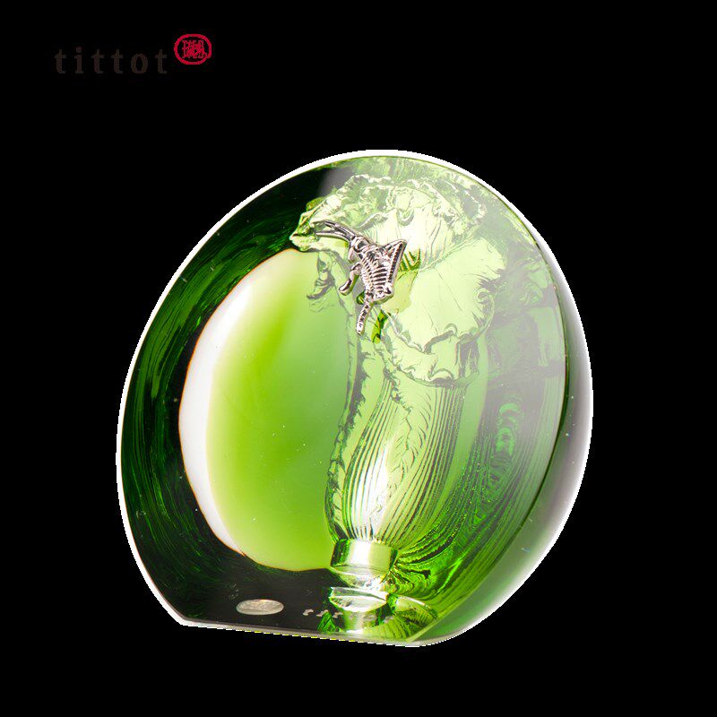 tittot琉园创意中式桌面琉璃招财白菜摆件 结伴 领导朋友老师礼物