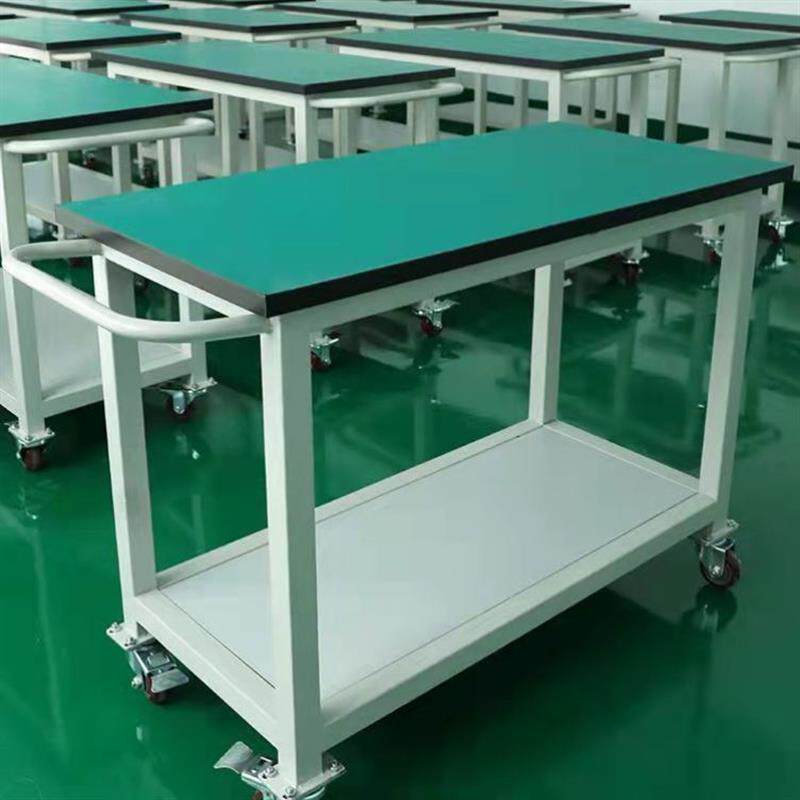 双层防静电轮子小手推车周转车间流水线可移动工作台工具车可定制
