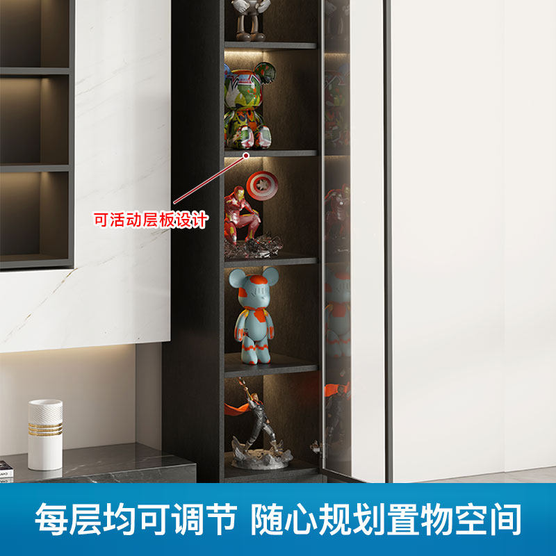 玻璃门电视背景墙窄书柜手办柜厨房夹缝置物架储物餐边柜收纳柜