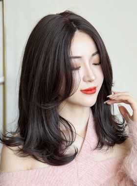 假发女中长发中分刘海韩式蕾丝假发中短发尾微卷自然全头套长直发