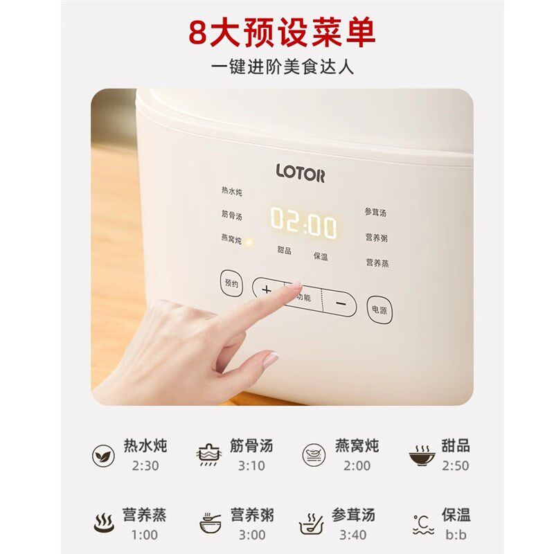 LOTOR D31电炖锅小型宝宝煮粥用锅隔水电炖盅预约定时婴儿辅食煲