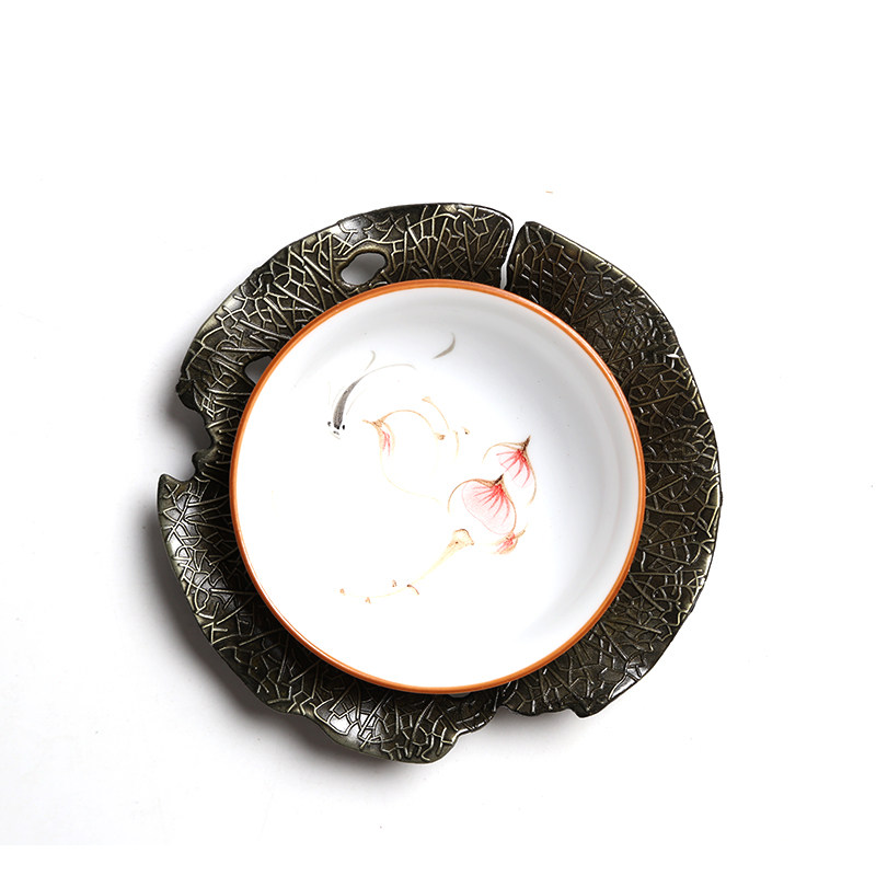 晟佑简约家用合金多款功夫茶具杯垫电镀防烫隔热垫子复古茶道配件