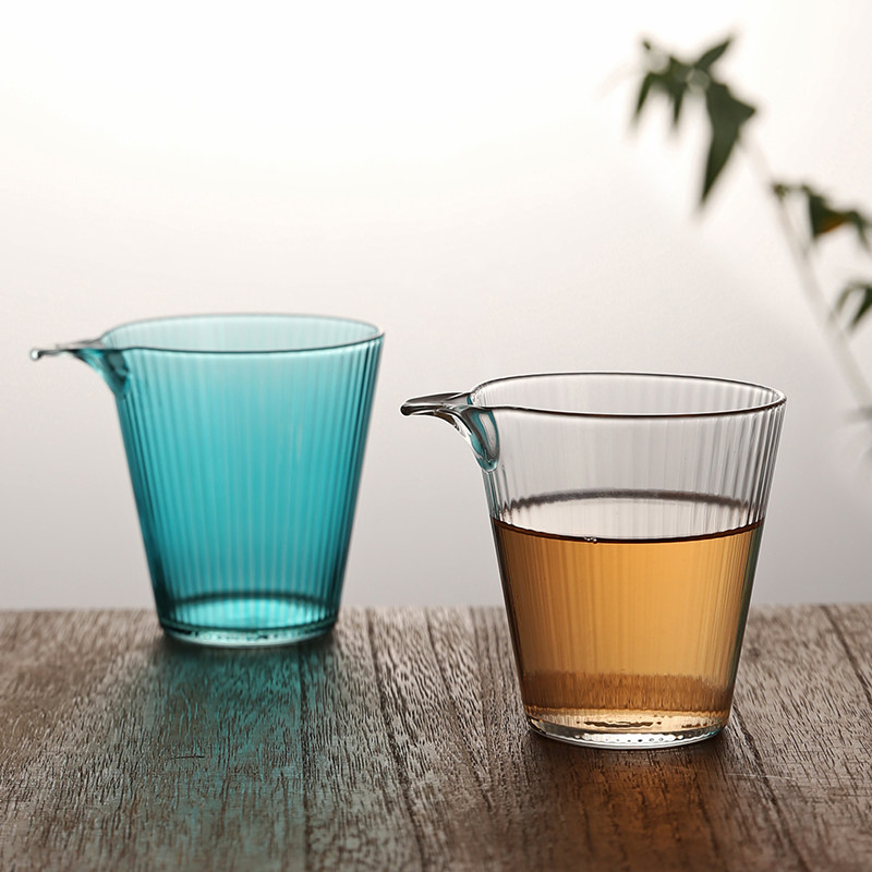 日式玻璃公道杯功夫茶具分茶器茶海公杯大容量防烫透明耐热锤目纹