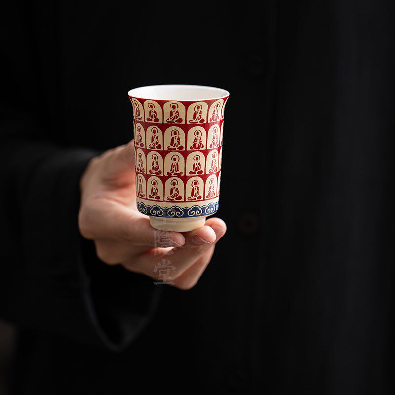 圭隐堂敦煌文创千佛陶瓷功夫茶杯家用主人杯品茗杯个人单杯闻香杯