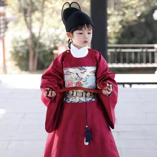 租男童汉服明制圆领袍中国风婚礼小花童服装全家服中秋节汉服走秀