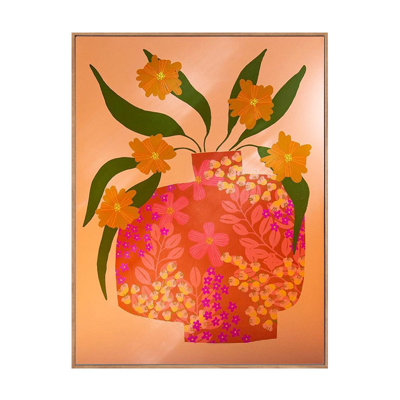 悠个 手绘油画植物花卉大尺寸装饰画高端客厅玄关走廊背景墙壁画