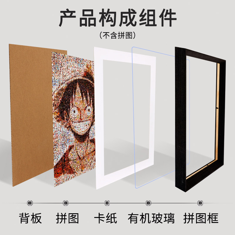 新款四周留白拼图装裱相框500 1000片2000片75*50*70实木画框框架