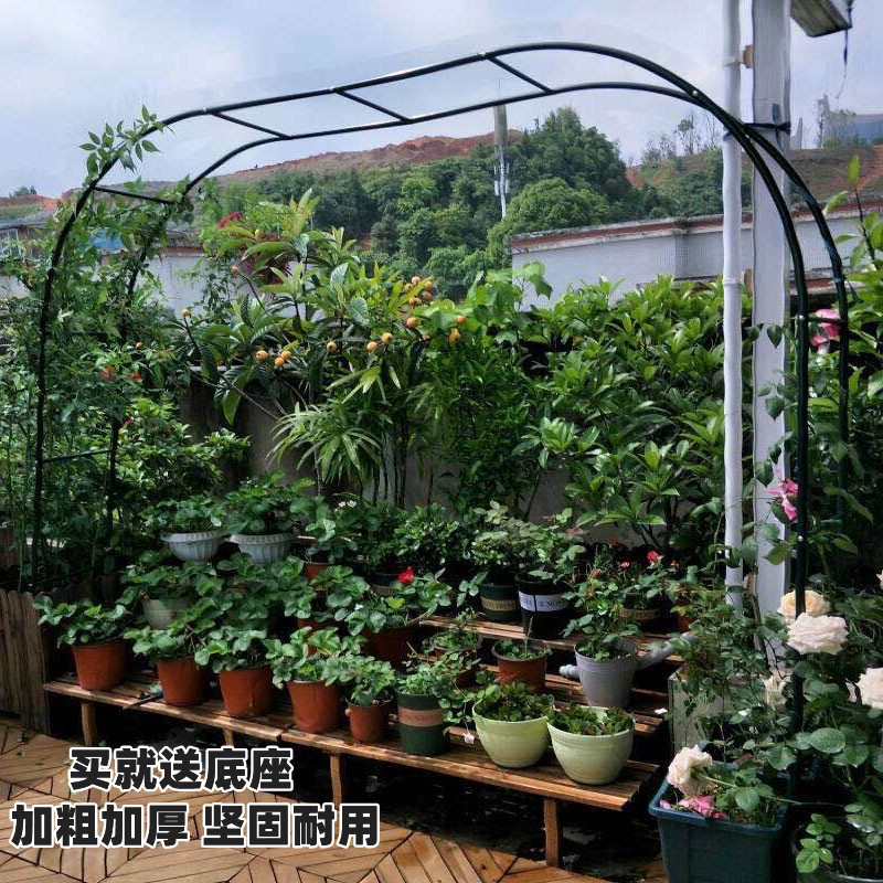 黑色铁制花架拱门适用于庭院的月季花架可调整高度绿植葡萄藤蔓攀