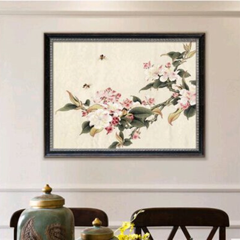 手绘油画新中式古典客厅装饰画餐厅卧室壁画玄关过道办公室挂画