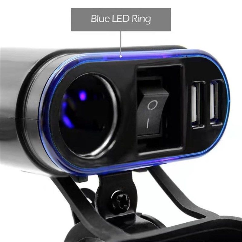 摩托车点烟器摩托车usb手机充电器12V带开关多功能车充改装配件