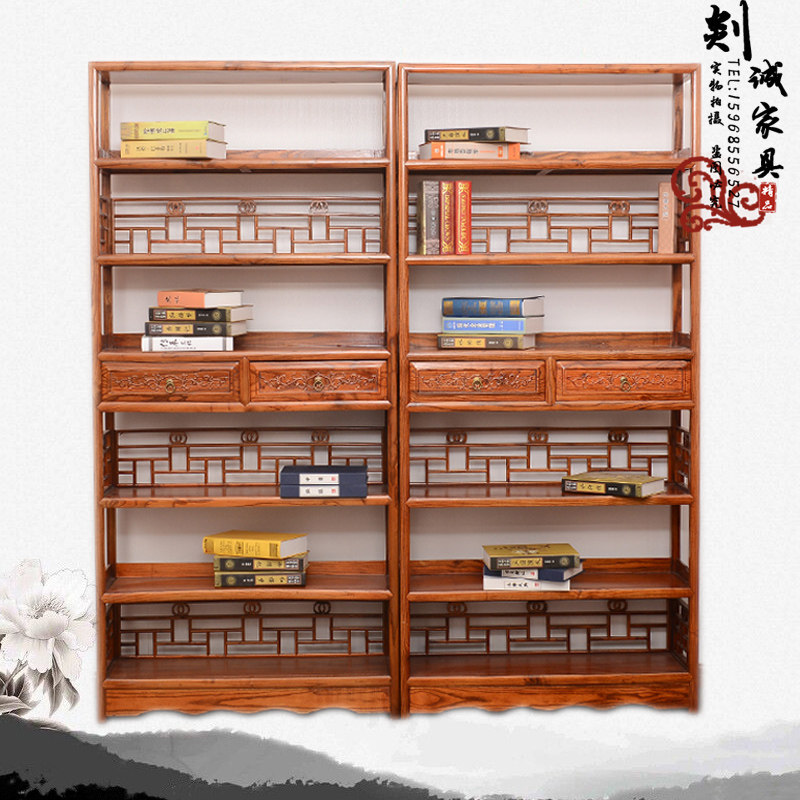 新中式多宝阁书架实木书橱陈列架茶叶架展示架储物货架展柜博古架