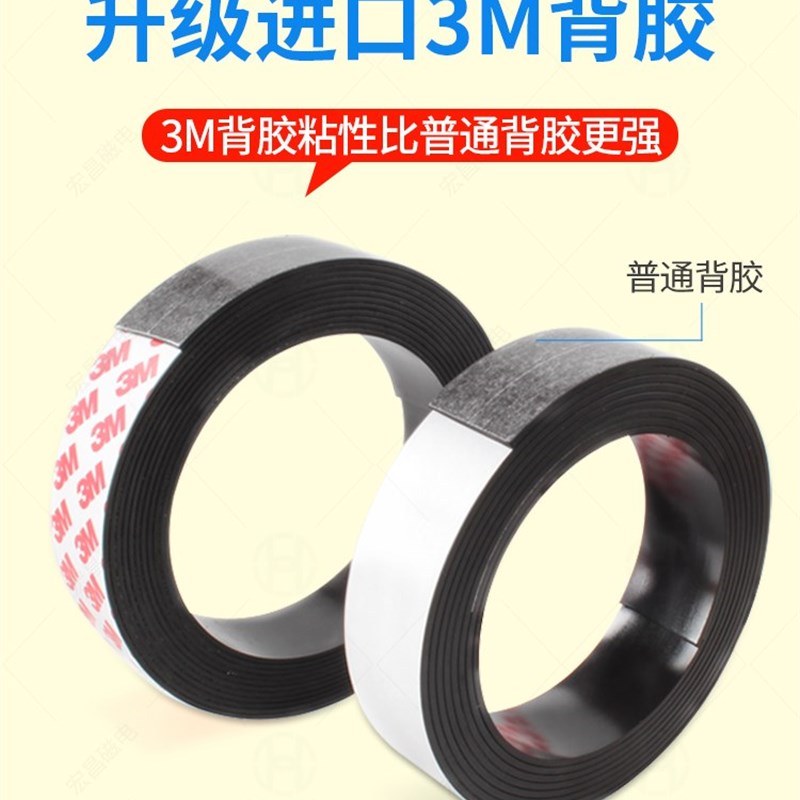 教学磁条贴片带磁力背胶软性薄磁铁条形长条自粘门帘纱窗网吸铁石图片