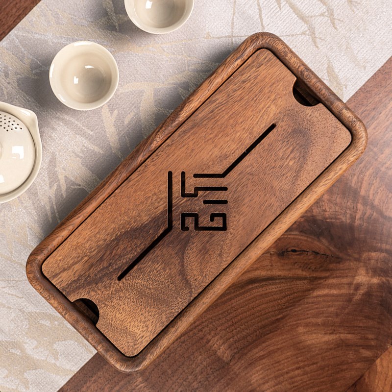 胡桃木茶盘家用实木质茶海小型储排水式茶托盘干泡茶台轻奢新中式