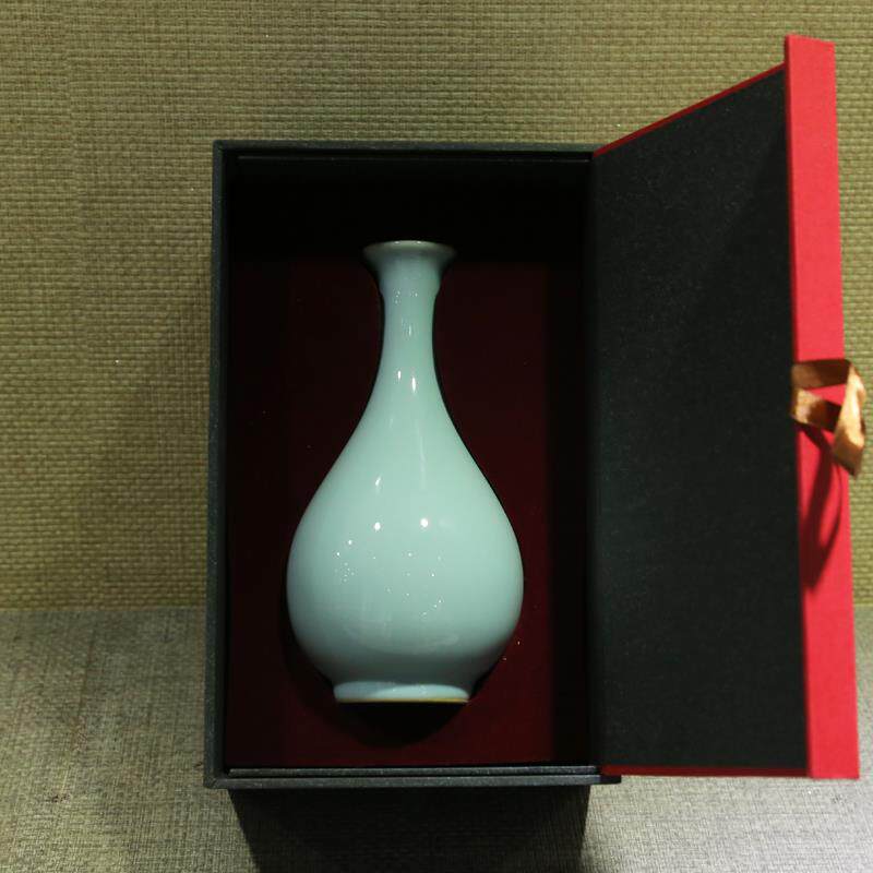 廷怀窑玉壶春摆件花瓶花器汝窑汝瓷花插天青礼盒装一级李廷怀汝州