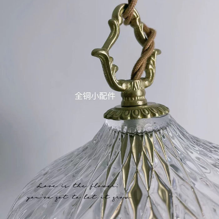 法式中古玻璃水晶轻奢吊灯美式餐厅橱窗吧台玄关床头掉线咖啡厅